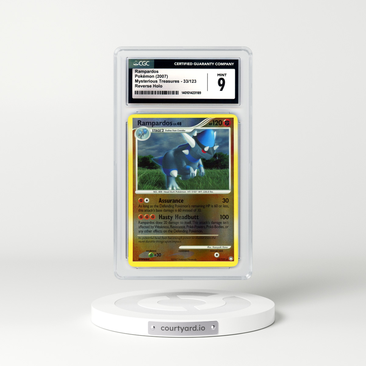 2007 Mysterious Treasures #33 Rampardos - Holo (CGC 9 MINT)