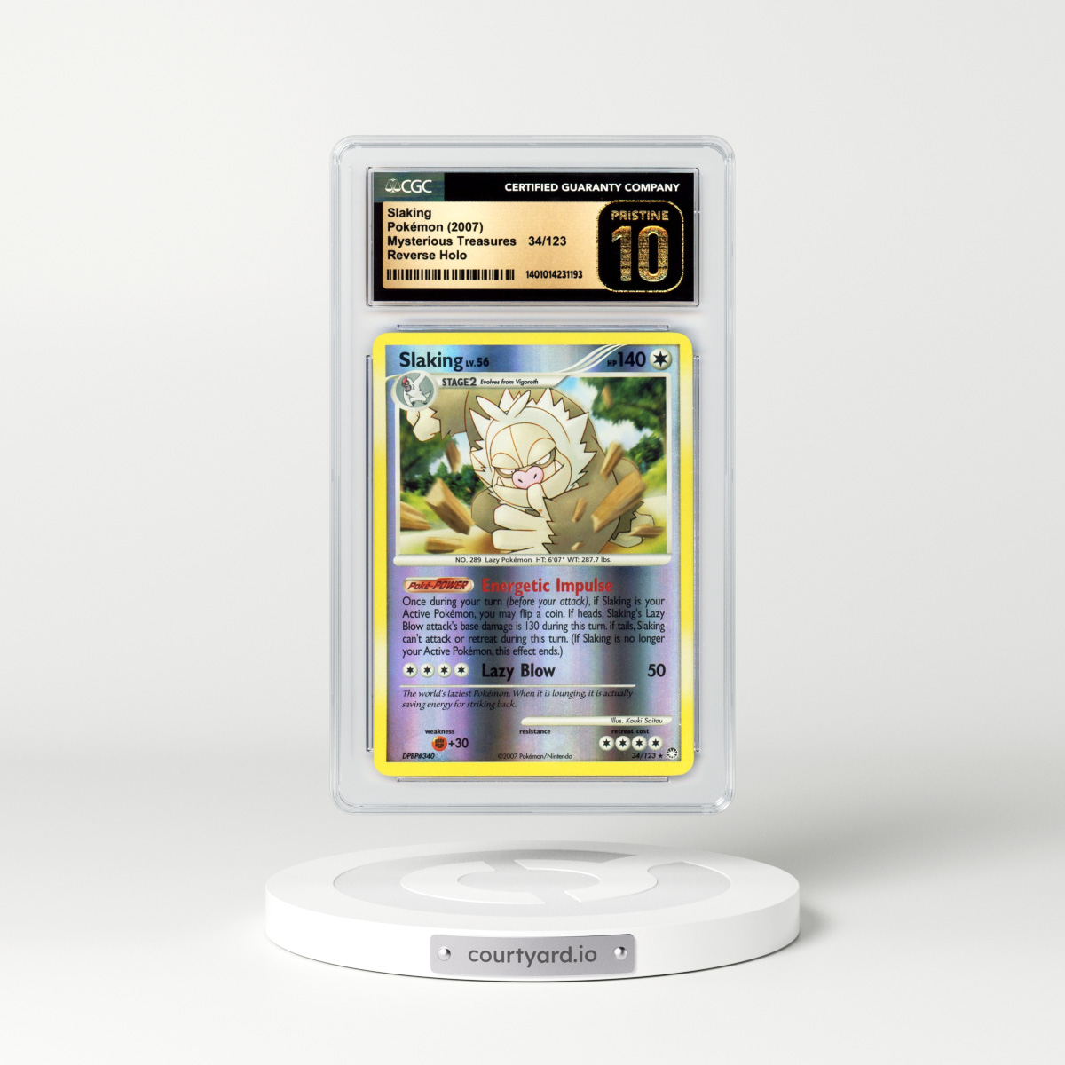 2007 Mysterious Treasures #34 Slaking - Holo (CGC 10 PRISTINE)