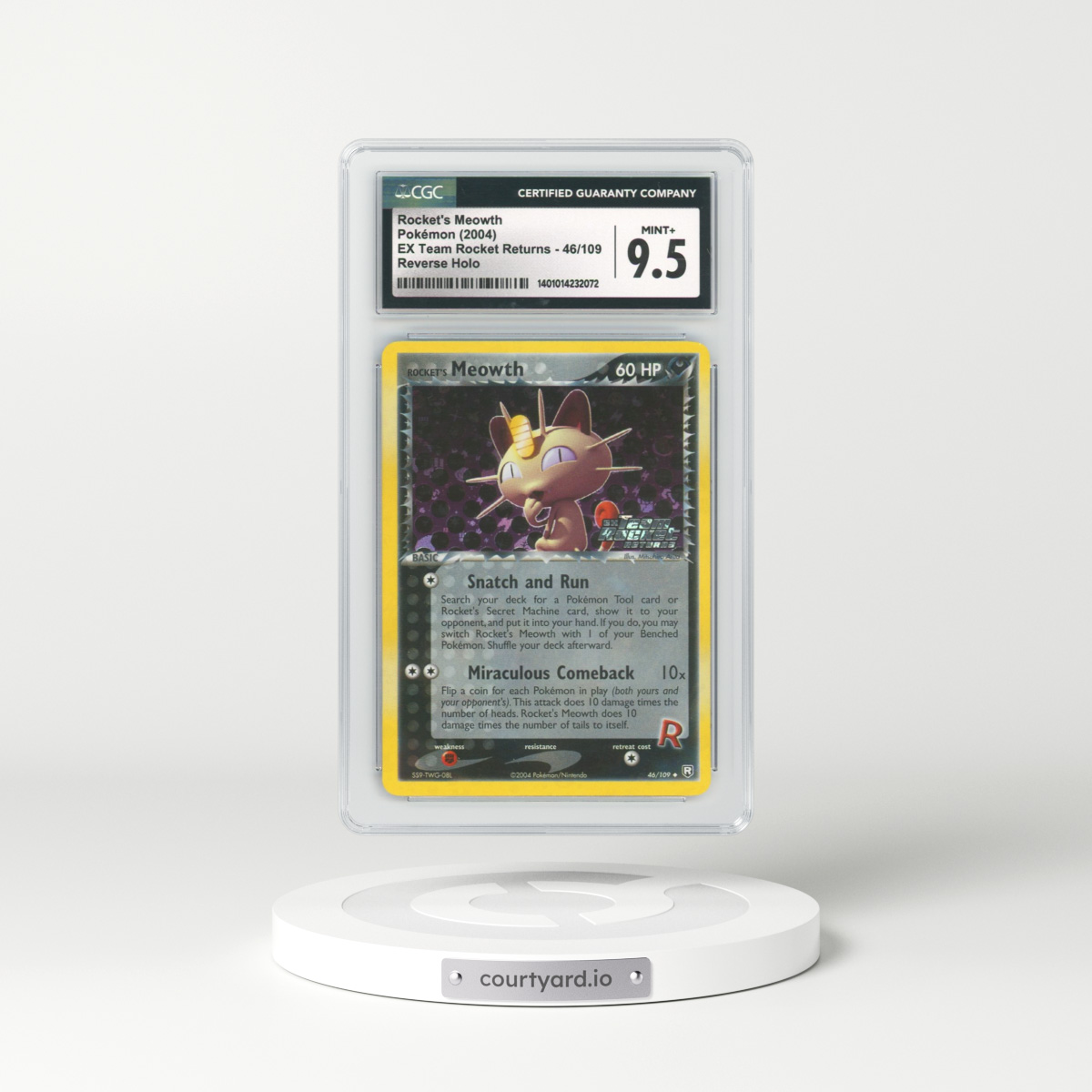 2004 EX Team Rocket Returns #46 Rocket's Meowth - Holo (CGC 9.5 MINT+)