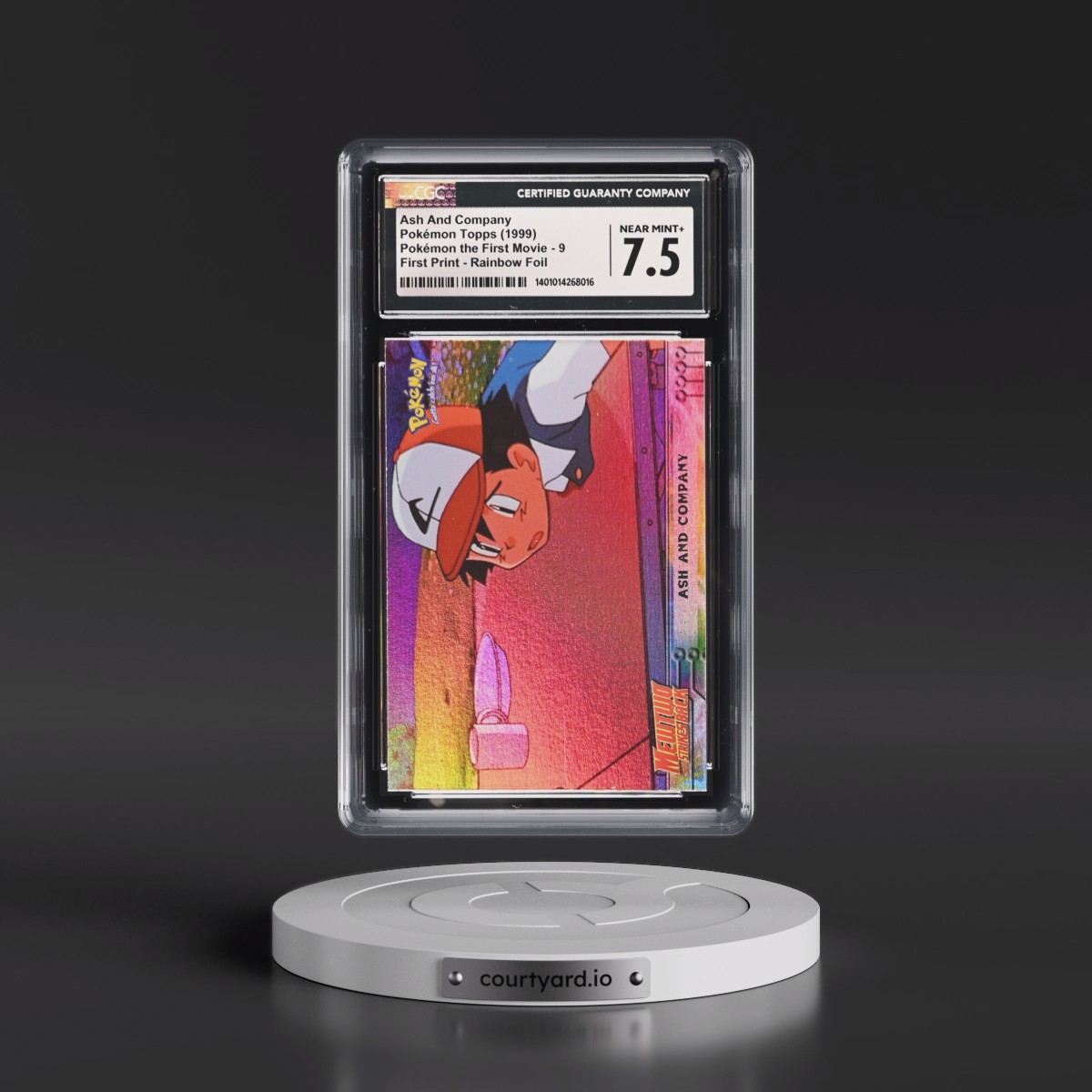 1999 Pokémon the First Movie #9 Ash And Company - First Print (Blue Topps Logo) Rainbow Foil (CGC 7.5 NM+)