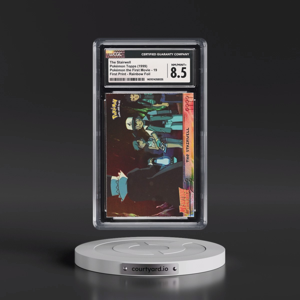 1999 Pokémon the First Movie #19 The Stairwell - First Print (Blue Topps Logo) Rainbow Foil (CGC 8.5 NM-MT+)