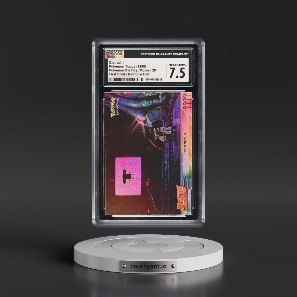 1999 Pokémon the First Movie #29 Clones!!! - First Print (Blue Topps Logo) Rainbow Foil (CGC 7.5 NM+)