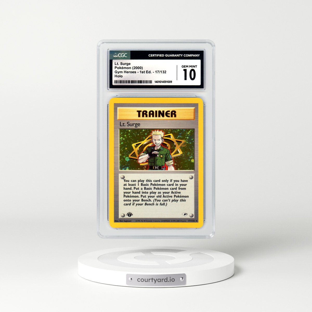 2000 Gym Heroes #17 Lt. Surge - 1st Edition Holo (CGC 10 GEM MINT)