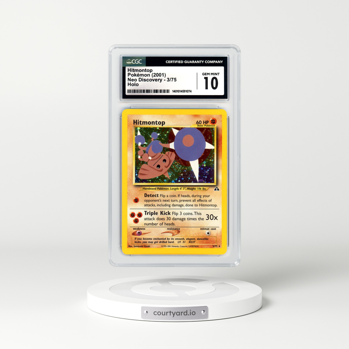 2001 Neo Discovery #3 Hitmontop - Holo (CGC 10 GEM MINT)