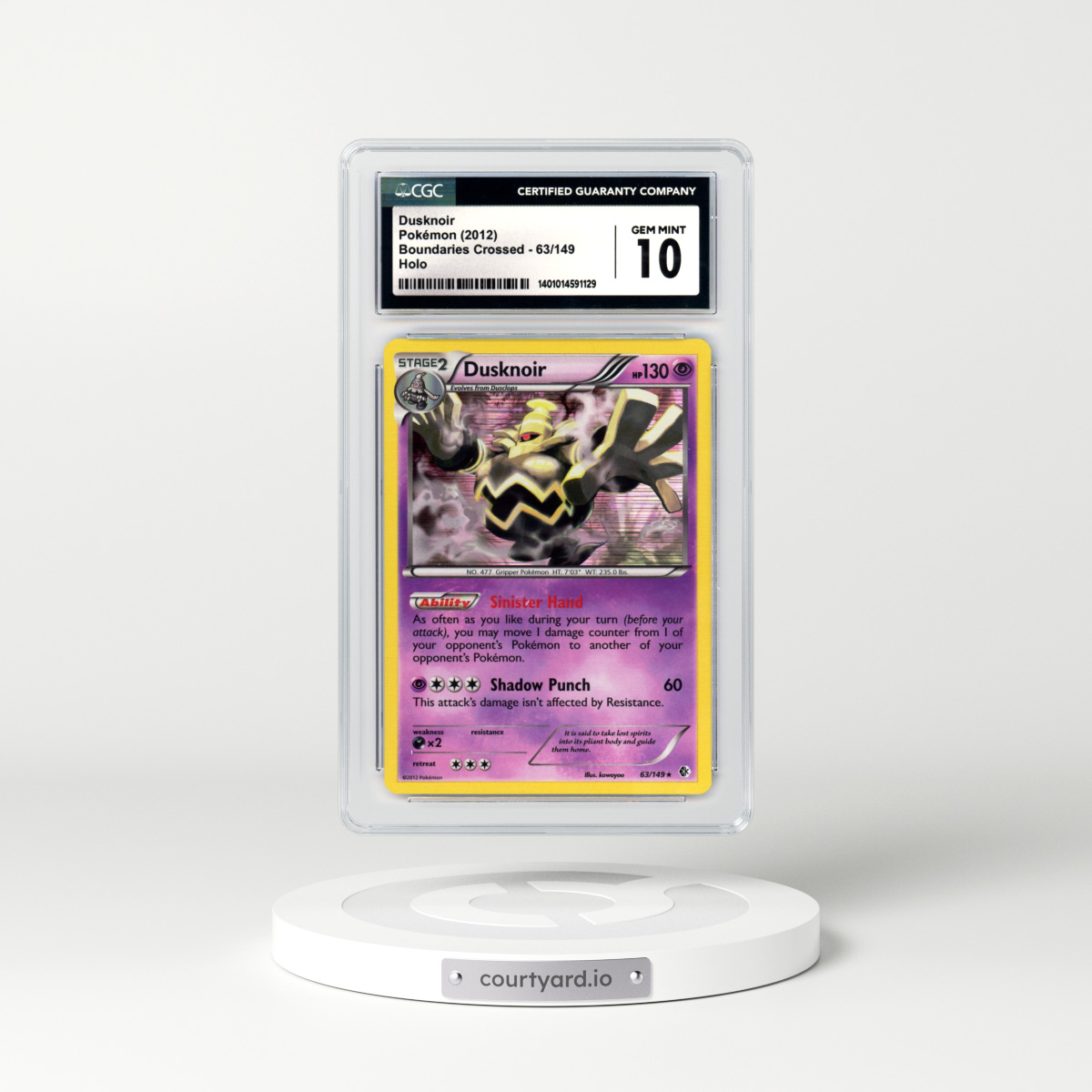 2012 Boundaries Crossed #63 Dusknoir - Holo (CGC 10 GEM MINT)