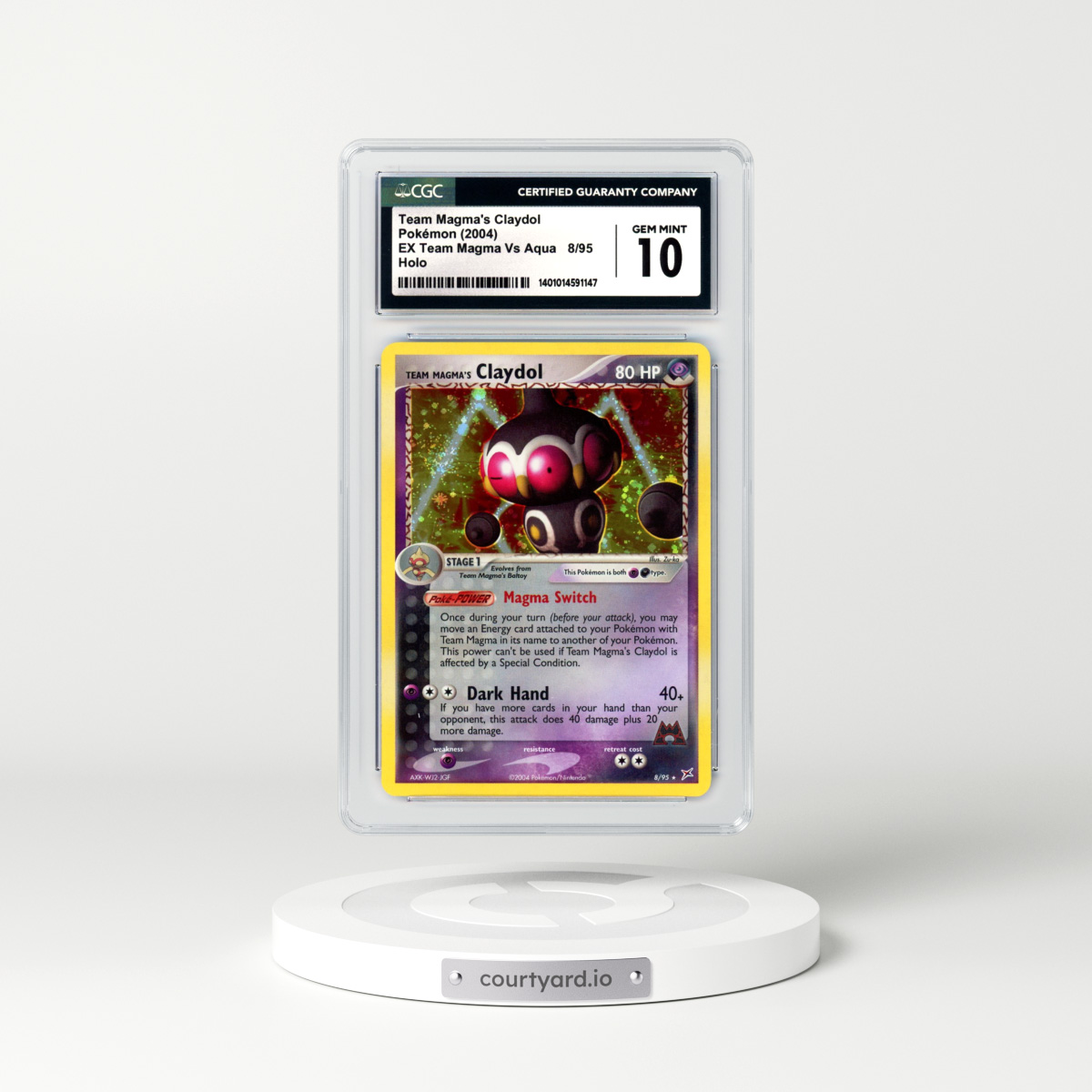 2004 EX Team Magma Vs Team Aqua #8 Team Magma's Claydol - Holo (CGC 10 GEM MINT)