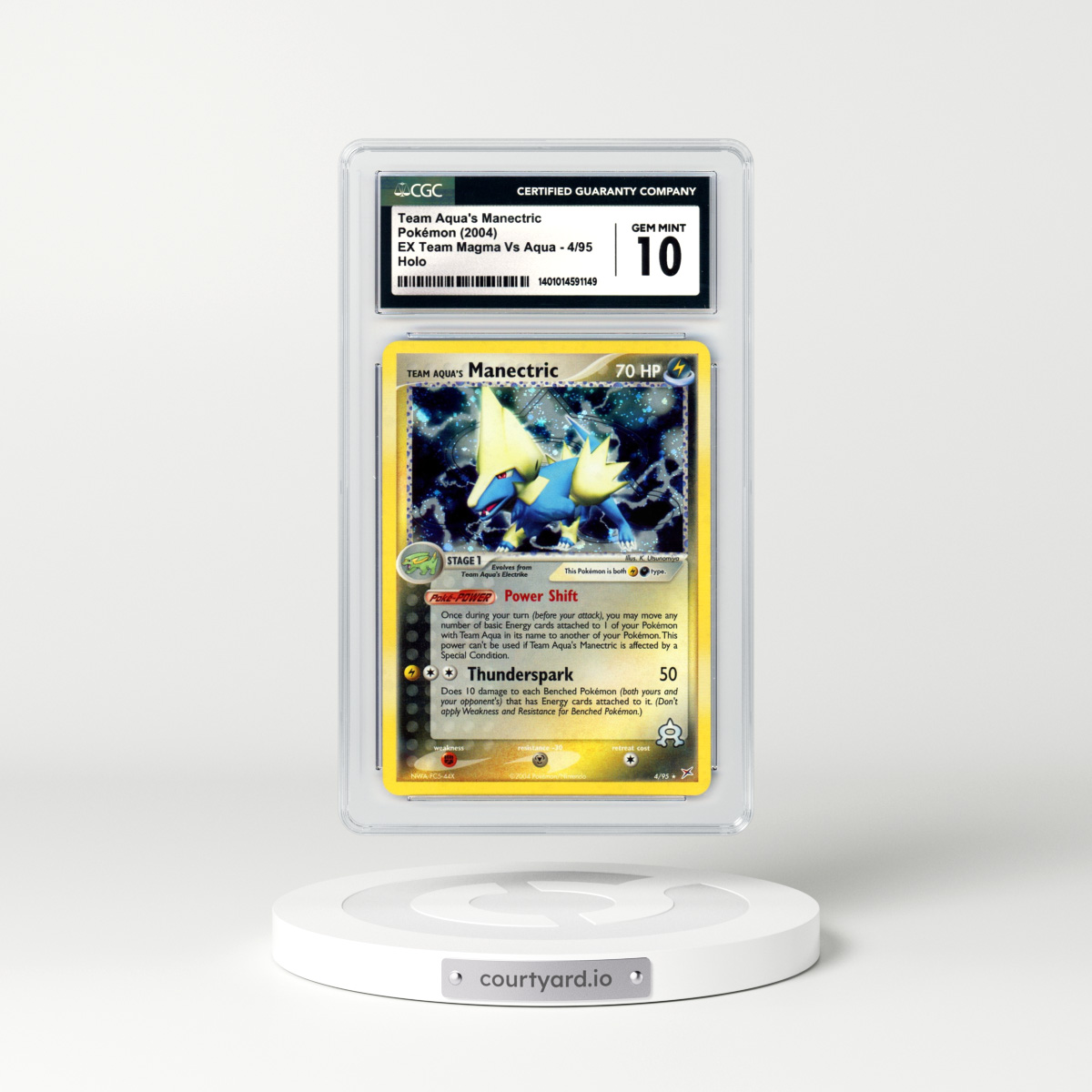 2004 EX Team Magma Vs Team Aqua #4 Team Aqua's Manectric - Holo (CGC 10 GEM MINT)