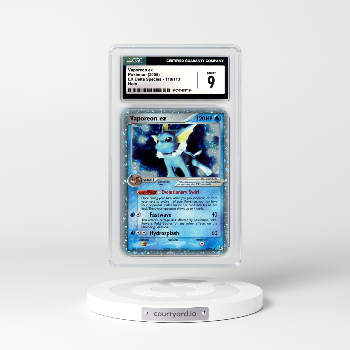 2005 EX Delta Species #110 Vaporeon EX - Holo (CGC 9 MINT)