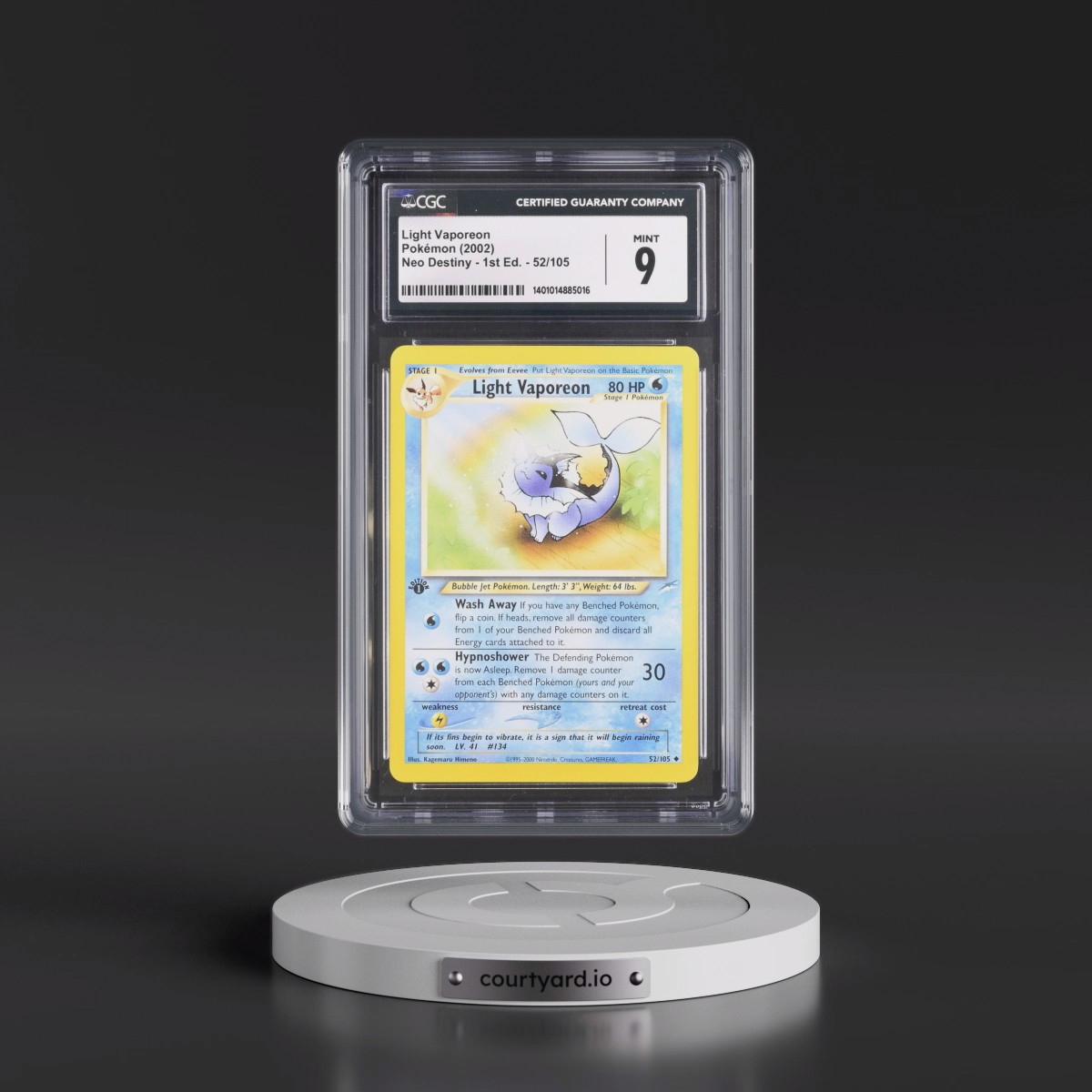 2002 Neo Destiny #52/105 Light Vaporeon - 1st Edition 1st Edition (CGC 9 MINT)