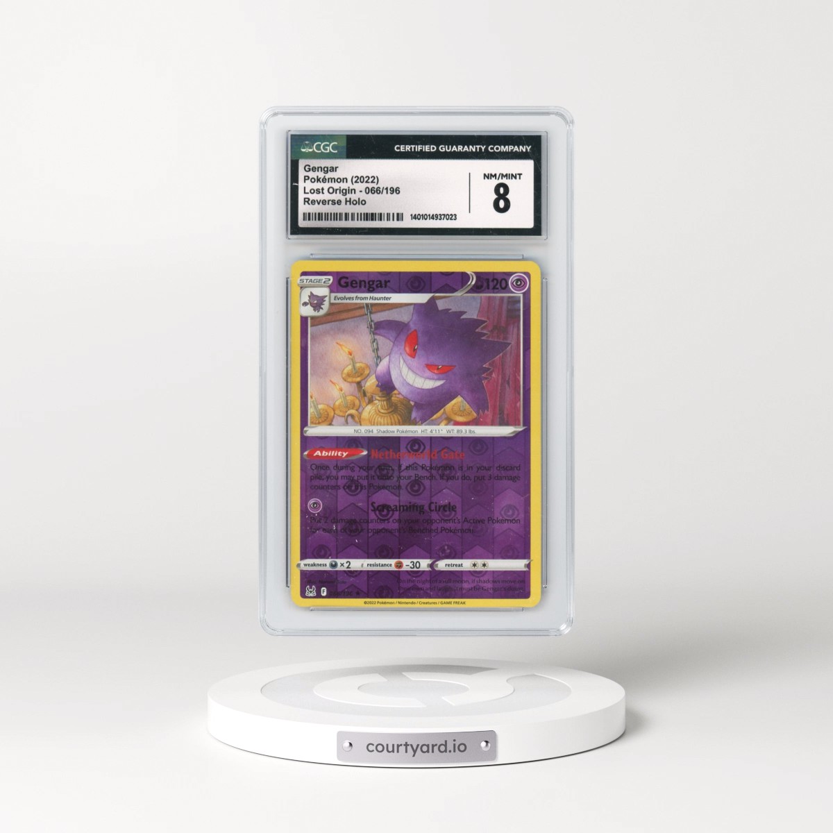 2022 Lost Origin #066/196 Gengar - Reverse Holo (CGC 8 NM-MT)