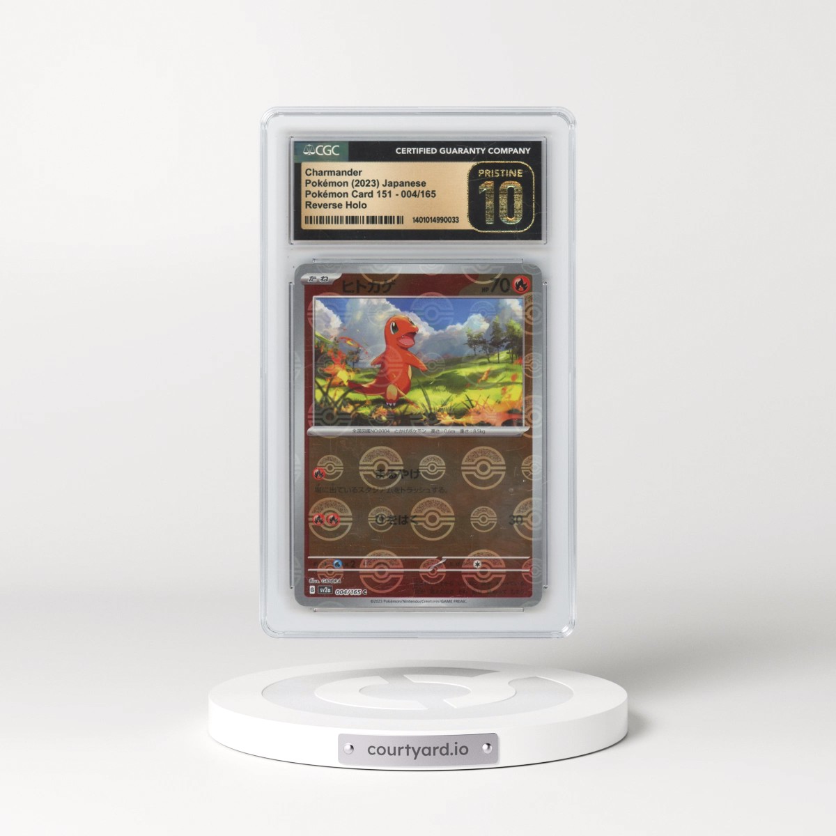 2023 Pokémon Card 151 Charmander - Reverse Holo Poke Ball #004/165 CGC 10