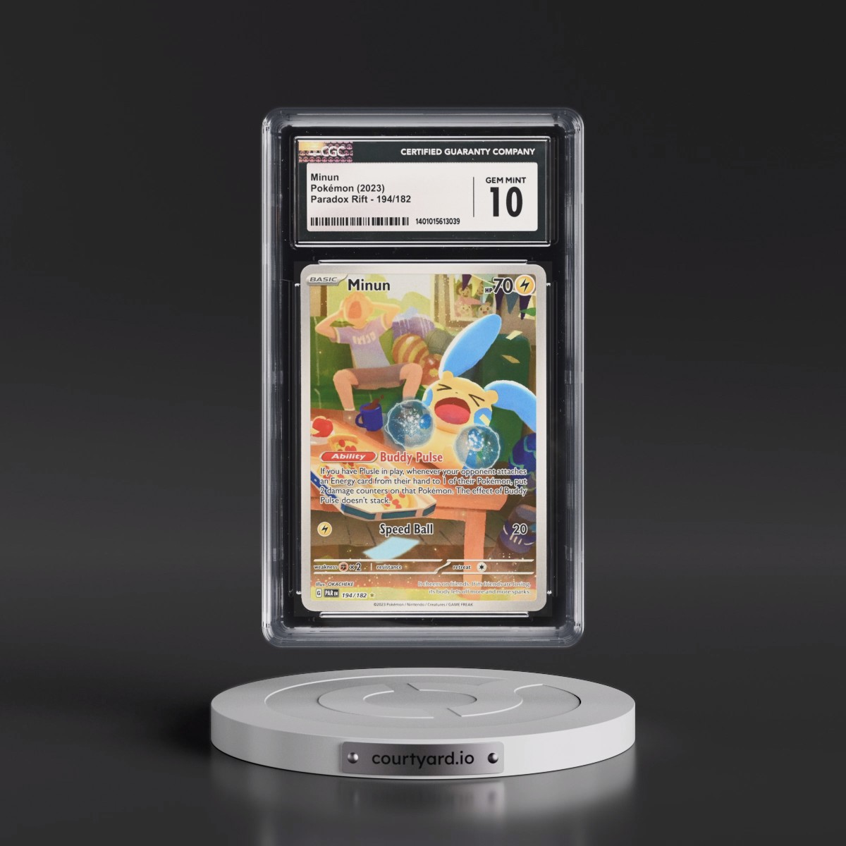 2023 Paradox Rift - PAR EN #194/182 Minun - Illustration Rare Holo (CGC 10 GEM MINT)
