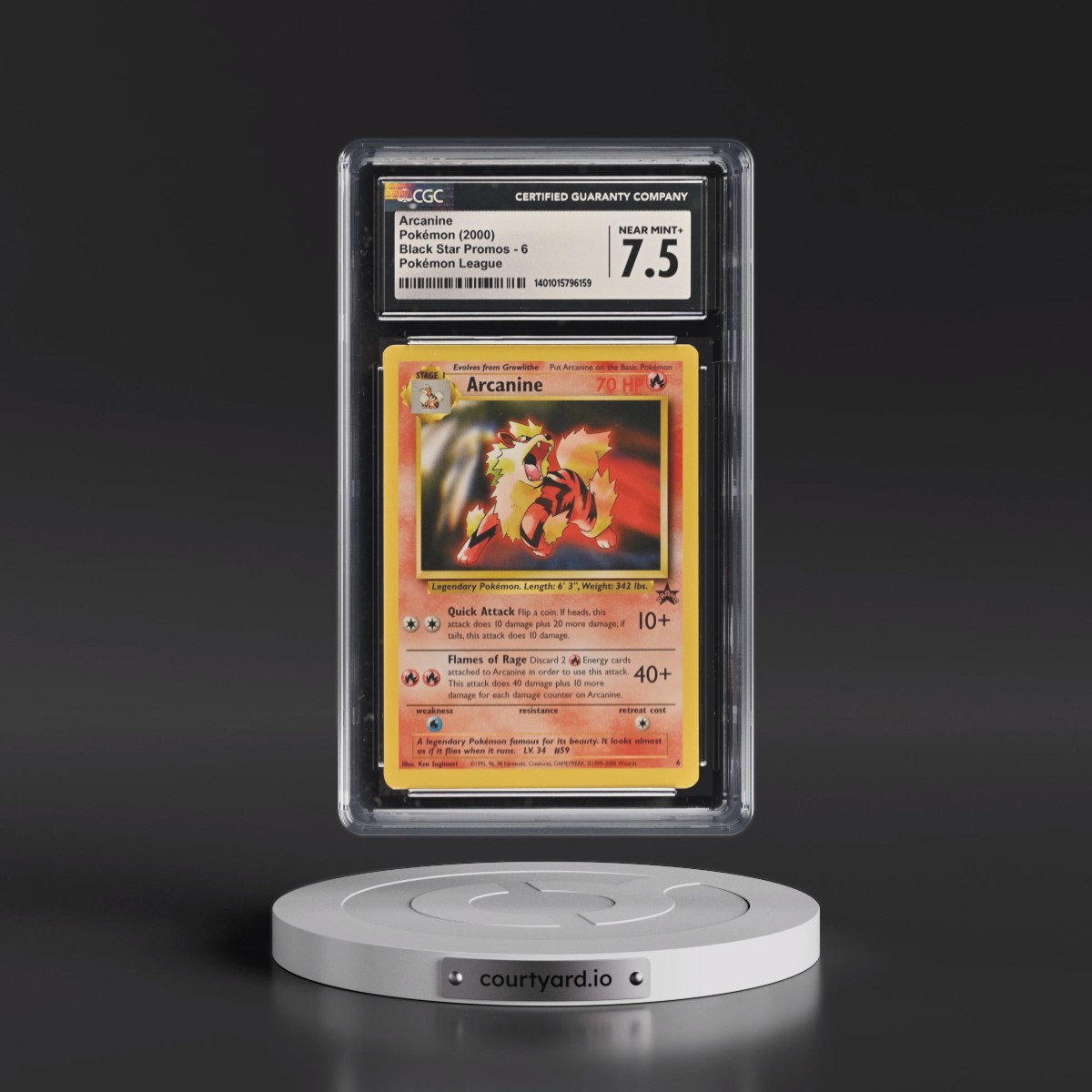 1999 Black Star Promos #6 Arcanine - Pokémon League (CGC 7.5 NM+)