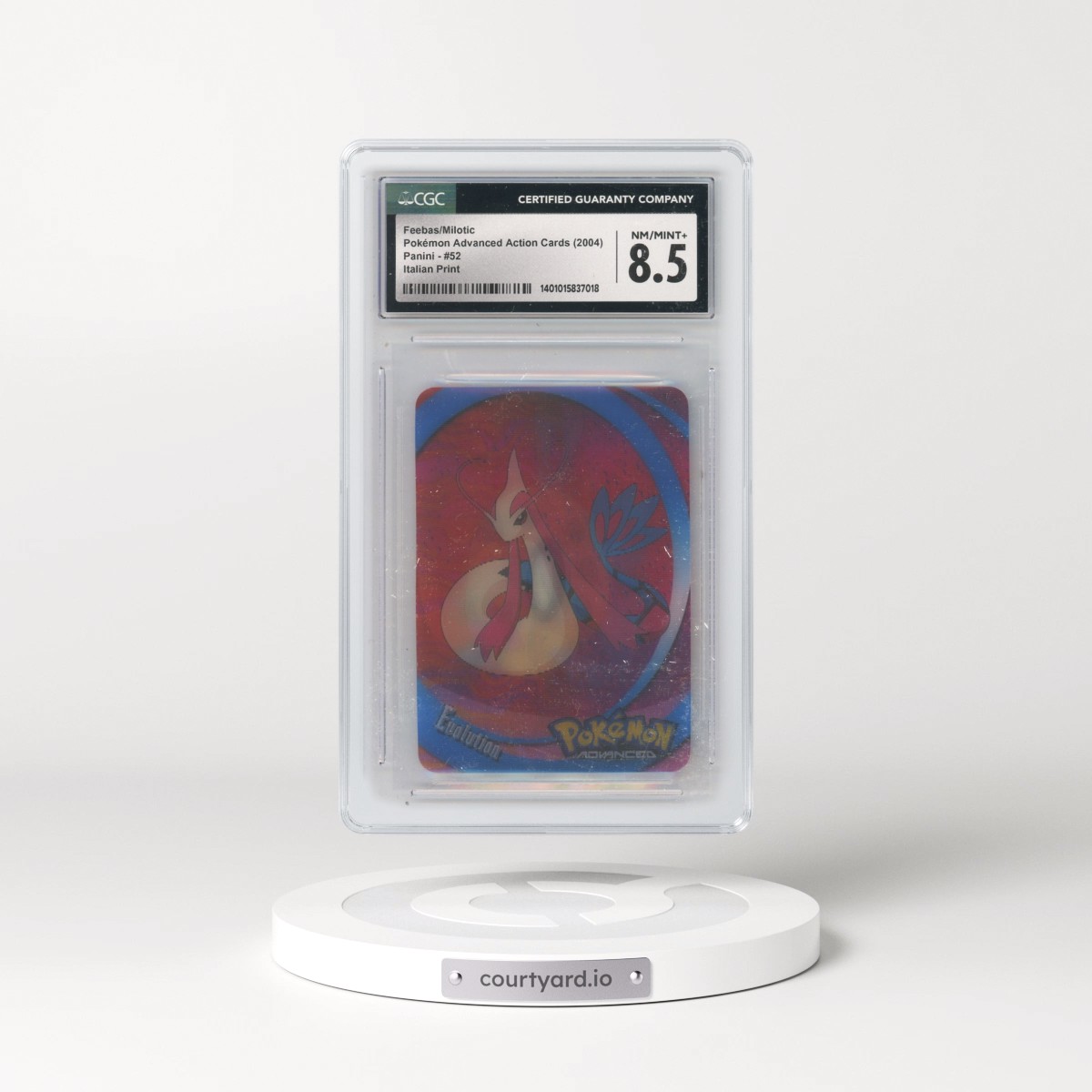 2004 Pokémon Advanced Action Cards (2004 Panini) - English #52 Feebas/Milotic - Italian Print (Panini Logo on Back) (CGC 8.5 NM-MT+)