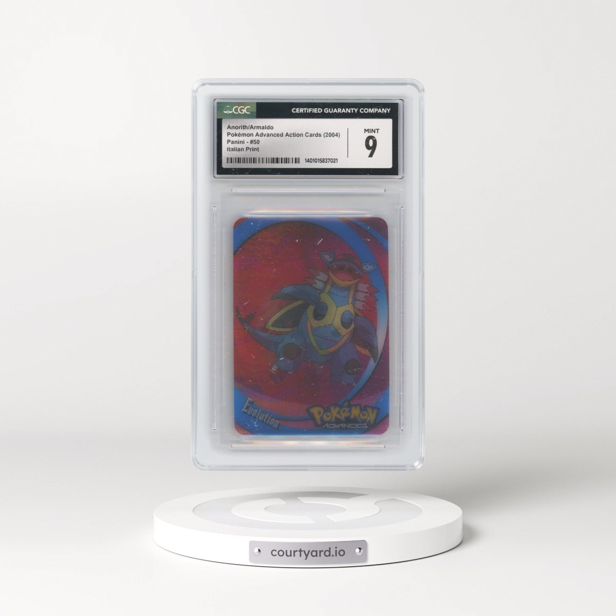 2004 Pokémon Advanced Action Cards (2004 Panini) - English #50 Anorith/Armaldo - Italian Print (Panini Logo on Back) (CGC 9 MINT)