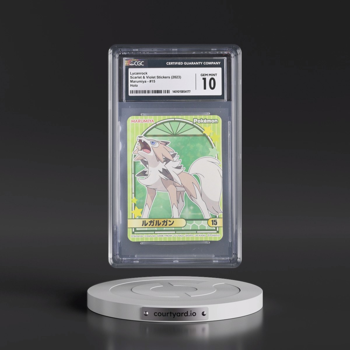 2023 Scarlet & Violet Stickers (Marumiya Archway BG) - Japanese #15 Lycanroc - Holo (CGC 10 GEM MINT)