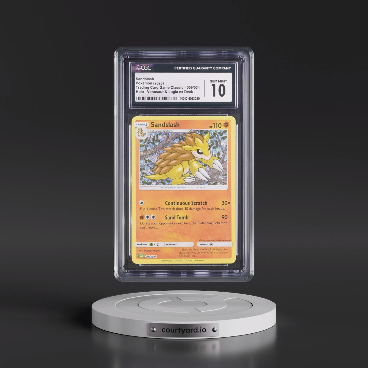 2023 Trading Card Game Classic - CLV, CLC, CLB #009/034 Sandslash - Venusaur & Lugia ex Deck - CLV Holo (CGC 10 GEM MINT)