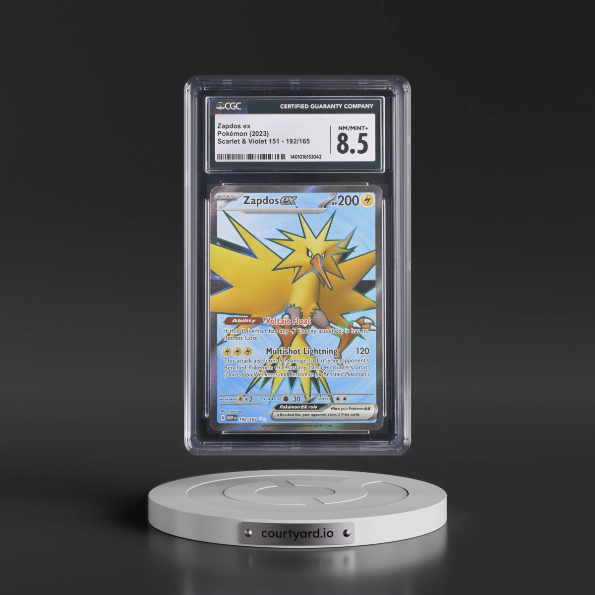 2023 Scarlet & Violet 151 - MEW EN #192/165 Zapdos ex - Ultra Rare Holo (CGC 8.5 NM-MT+)