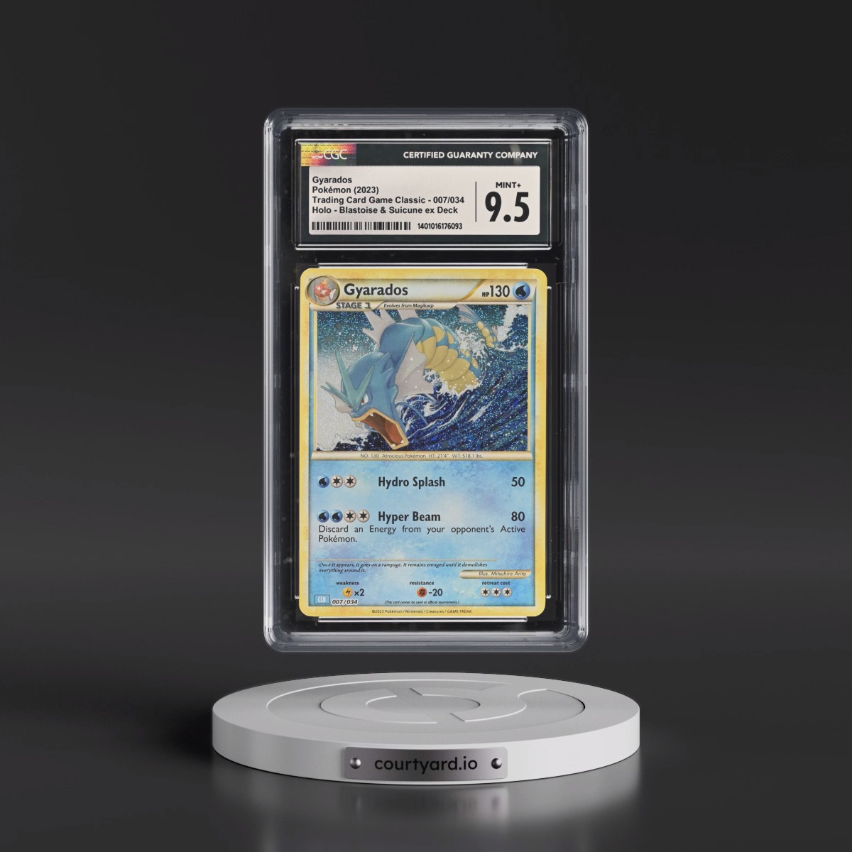 2023 Trading Card Game Classic - CLV, CLC, CLB #007/034 Gyarados - Blastoise & Suicune ex Deck - CLB Holo (CGC 9.5 MINT+)