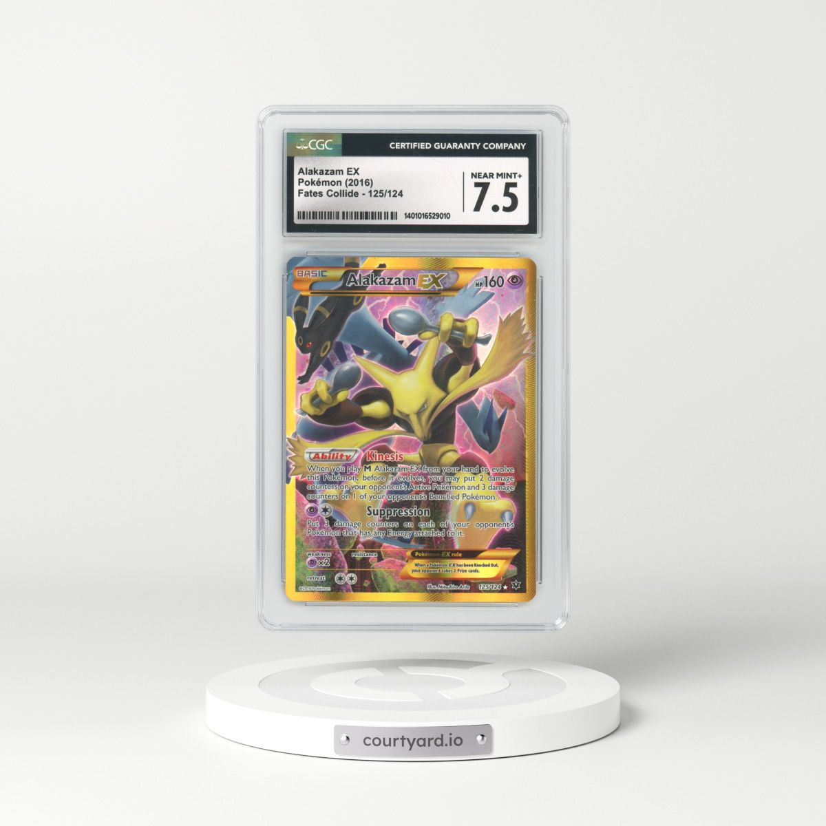 2016 Fates Collide #125 Alakazam EX - Full Art Holo (CGC 7.5 NM+)