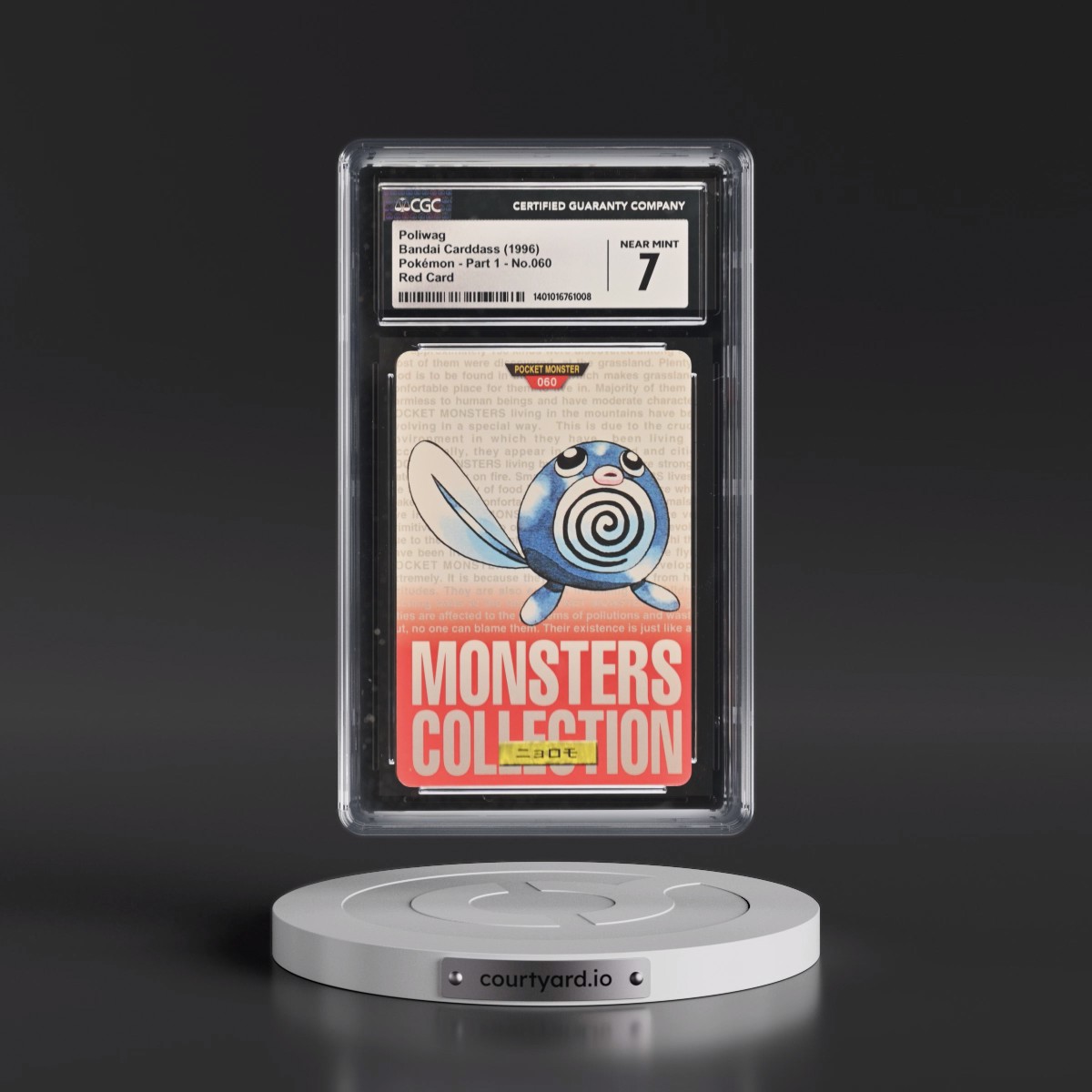 1996 (Monsters Collection) Part 1 #060 Poliwag - Red Card (CGC 7 NM)