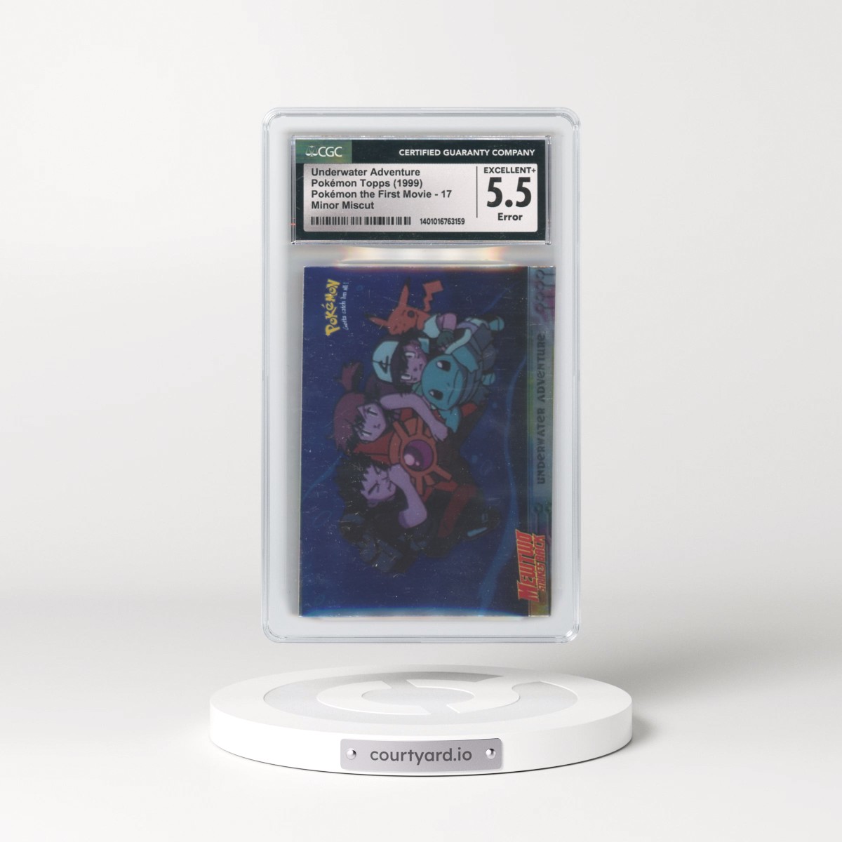 1999 Pokémon the First Movie #17 Underwater Adventure - First Print (Blue Topps Logo) Silver Foil (CGC 5.5 EX+)
