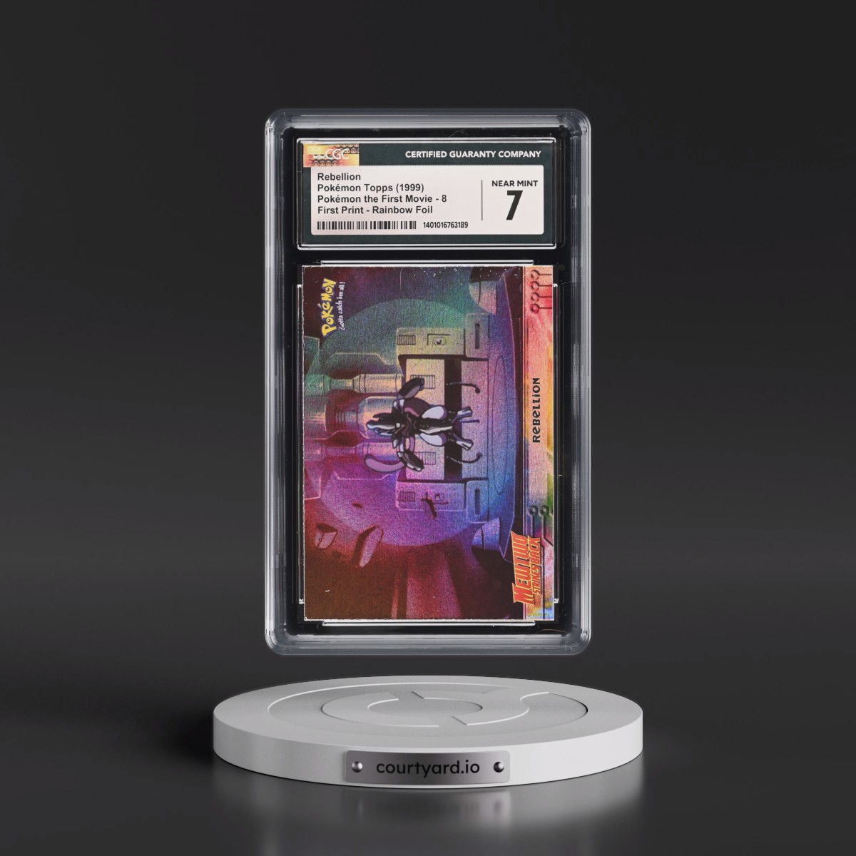 1999 Pokémon the First Movie #8 Rebellion - First Print (Blue Topps Logo) Rainbow Foil (CGC 7 NM)