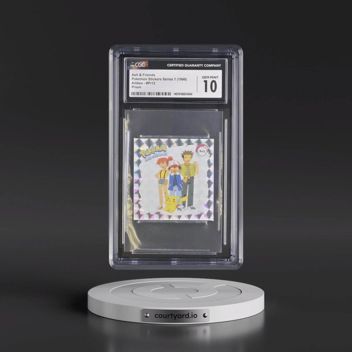1999 Pokémon Stickers Series 1 (Artbox) - English #Pr12 Ash &amp; Friends - Prism (CGC 10 GEM MINT)