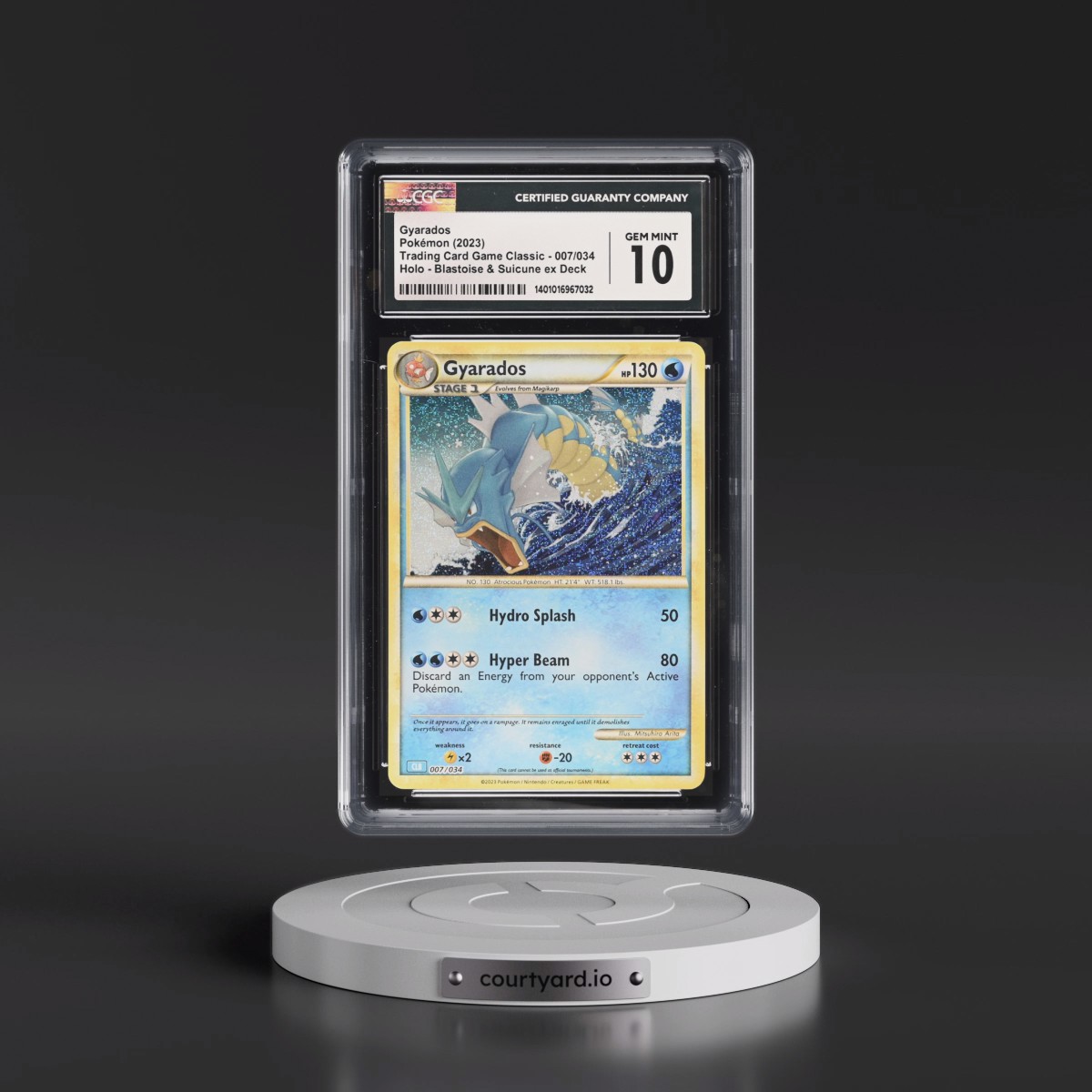 2023 Trading Card Game Classic - CLV, CLC, CLB #007/034 Gyarados - Blastoise & Suicune ex Deck - CLB Holo (CGC 10 GEM MINT)