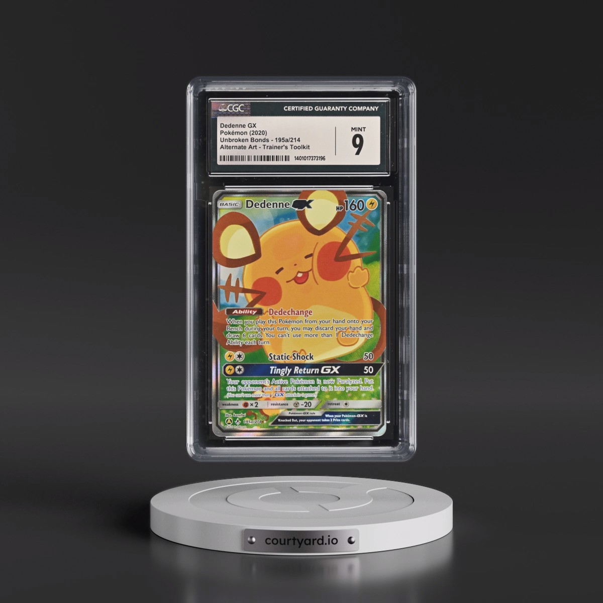 2019 Unbroken Bonds #195a/214 Dedenne GX - Trainer's Toolkit (Holo) (CGC 9 MINT)