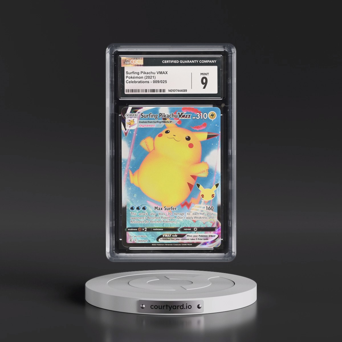 2021 Celebrations #009/025 Surfing Pikachu VMAX - Holo (CGC 9 MINT)