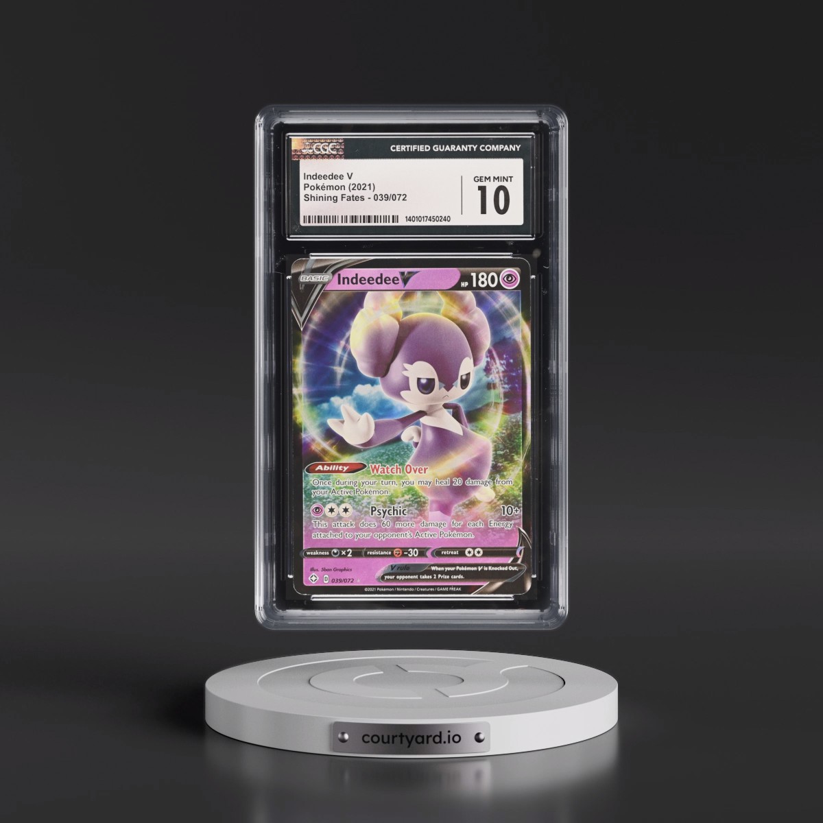 2021 Shining Fates #039/072 Indeedee V - Holo (CGC 10 GEM MINT)