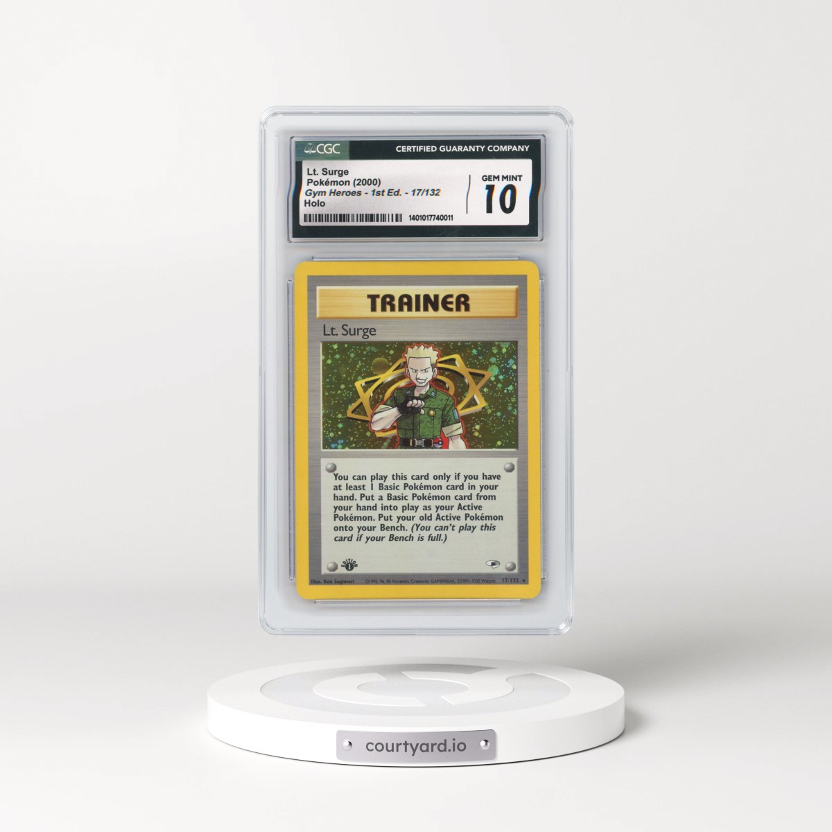 2000 Gym Heroes #17/132 Lt. Surge - 1st Edition Holo (CGC 10 GEM MINT)