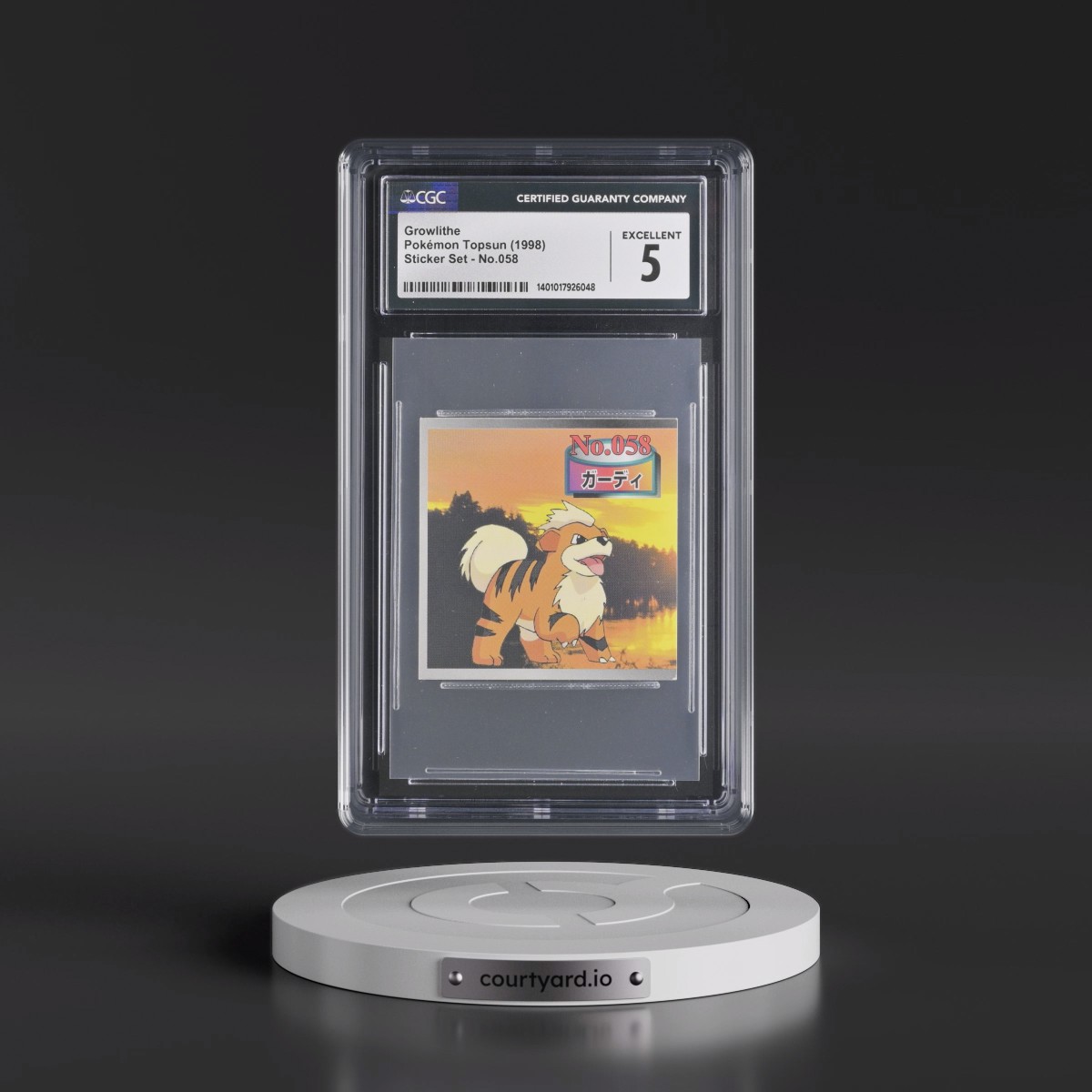 1998 Sticker Set (ã??ã??ã?? Top on back) #058 Growlithe - (Realistic Photo Background) (CGC 5 EX)