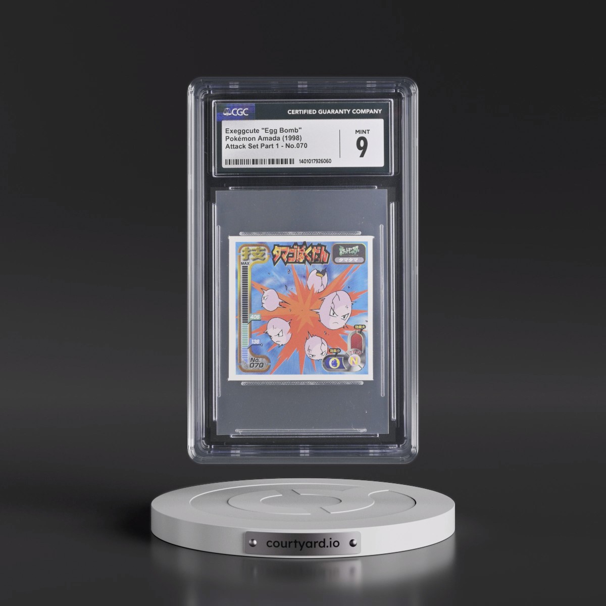 1998 Seal Retsuden Technique (1998 Amada)(1st Gen.) #070 Exeggcute - Egg Bomb (CGC 9 MINT)