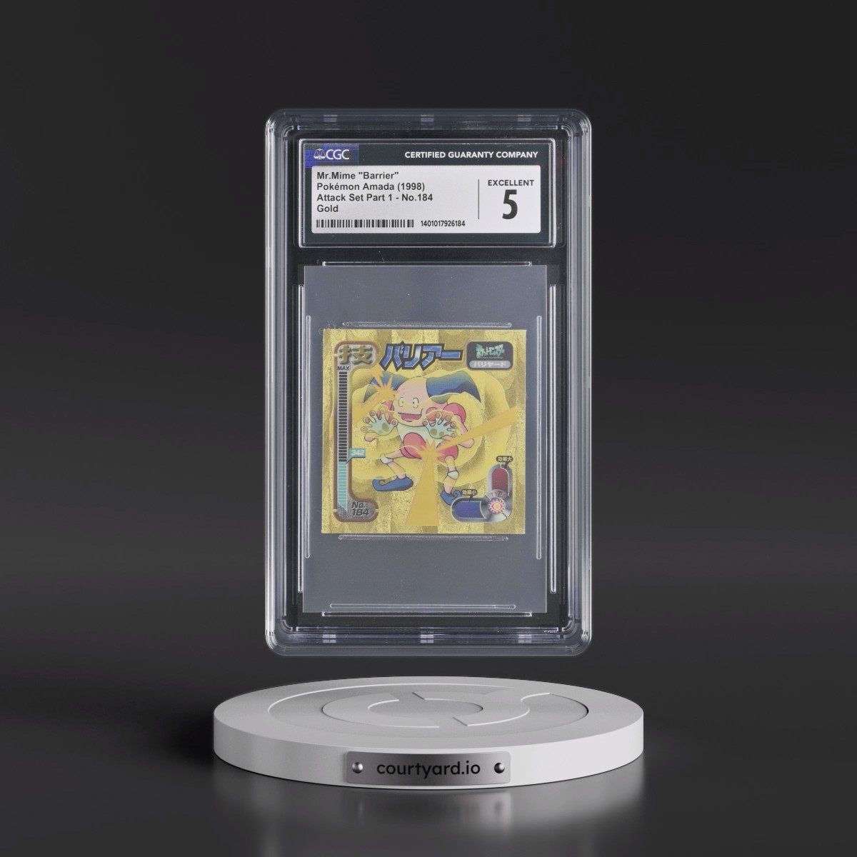 1998 Seal Retsuden Technique (1998 Amada)(1st Gen.) #184 Mr.Mime - Barrier - Gold (CGC 5 EX)