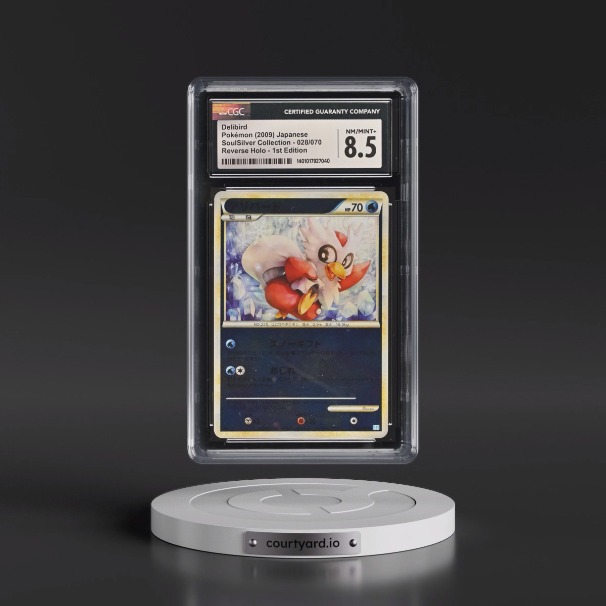 2009 SoulSilver Collection - L1 (Blue) #028/070 Delibird - 1st Edition Reverse Holo (CGC 8.5 NM-MT+)