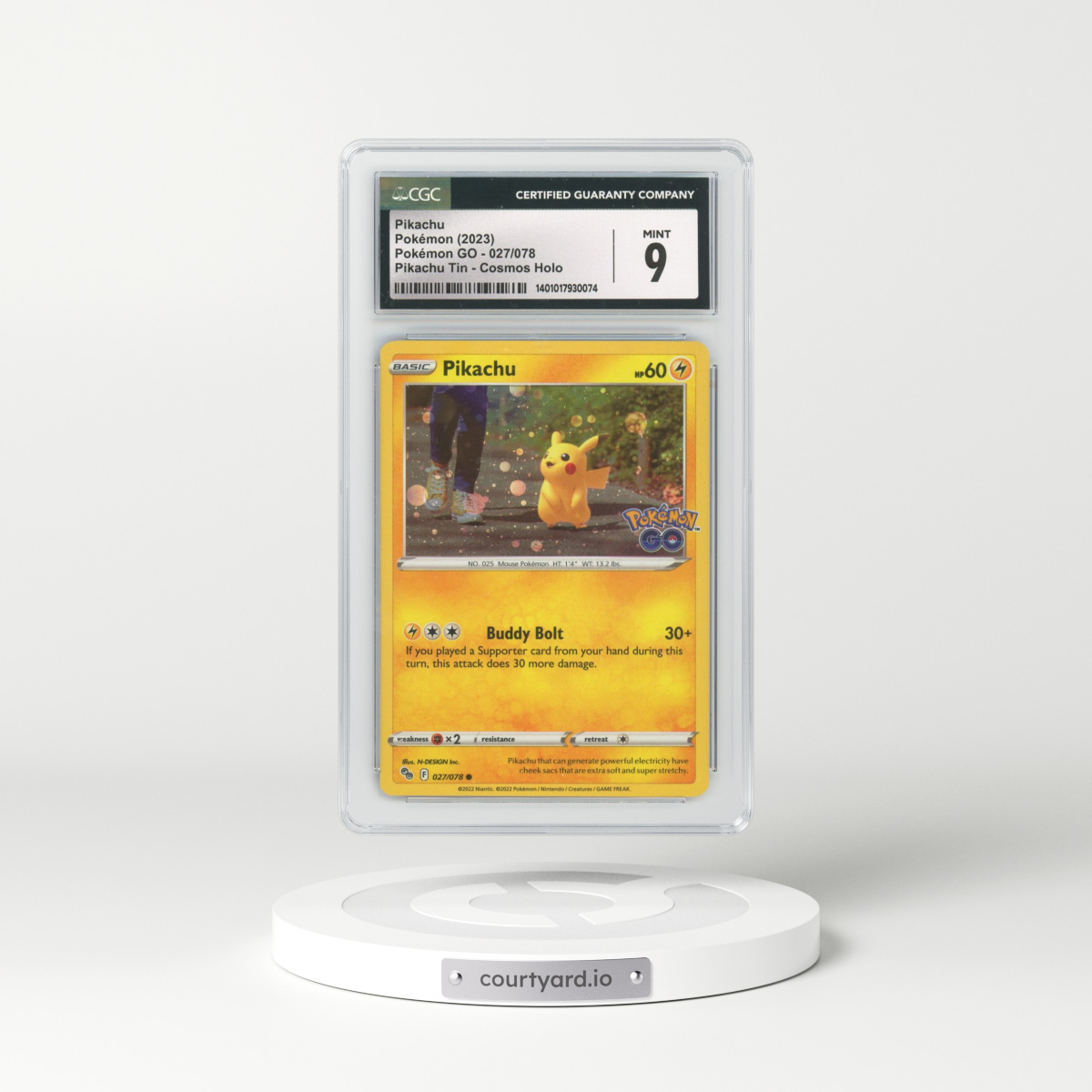 2022 Pokémon Go #27 Pikachu - Holo Pikachu Tin Cosmos Holo (CGC 9 MINT)