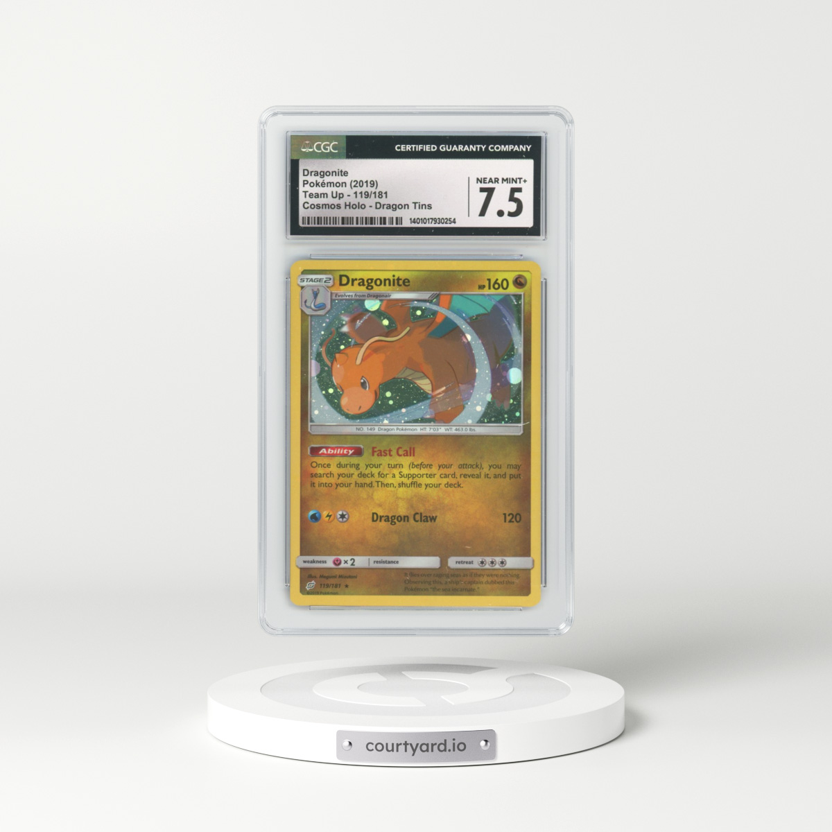 2019 Team Up #119 Dragonite - Holo Cosmos Holo (CGC 7.5 NM+)