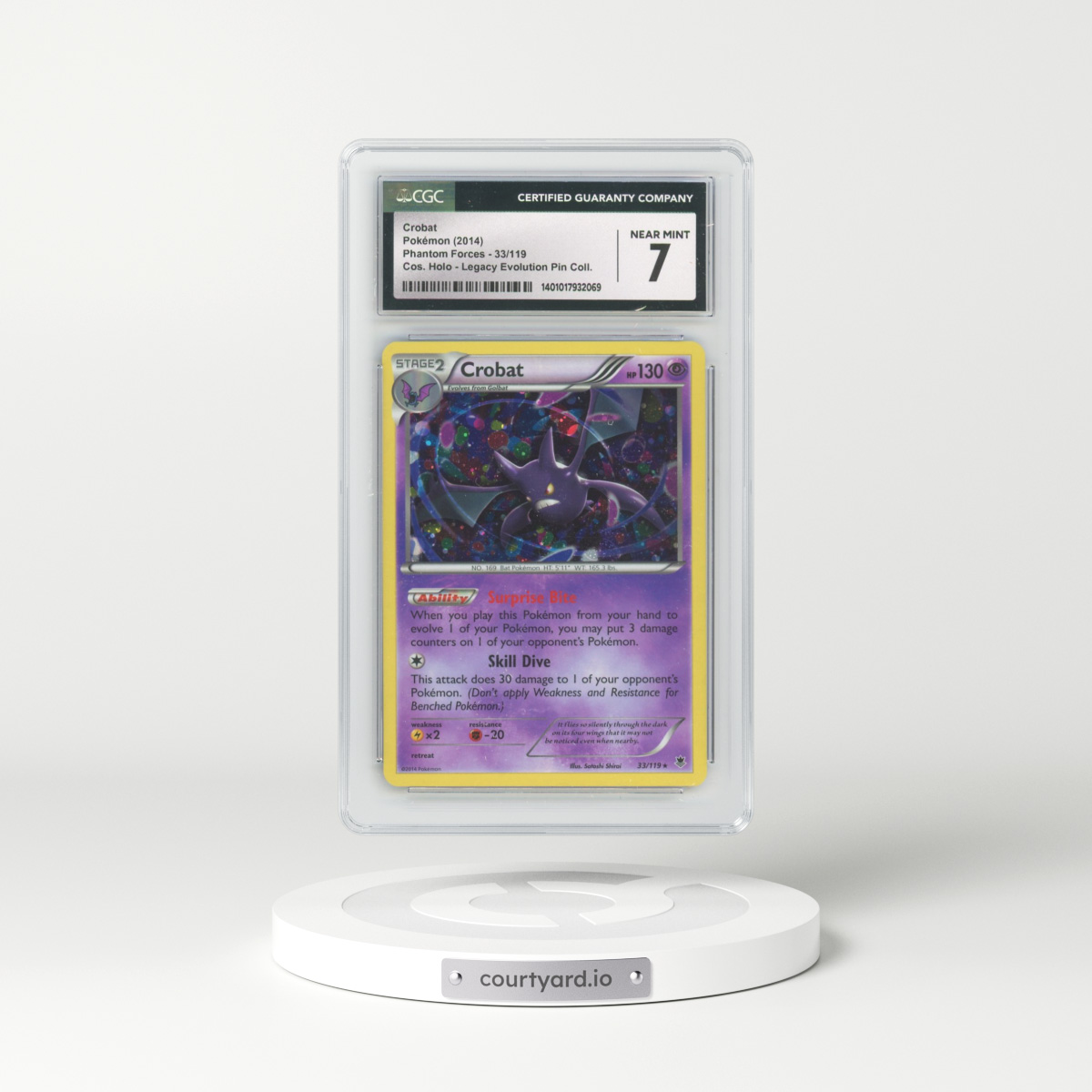 2014 Phantom Forces #33/119 Crobat - Cosmos Holo (Cos. Holo) Legacy Evolution Pin Collection (CGC 7 NM)