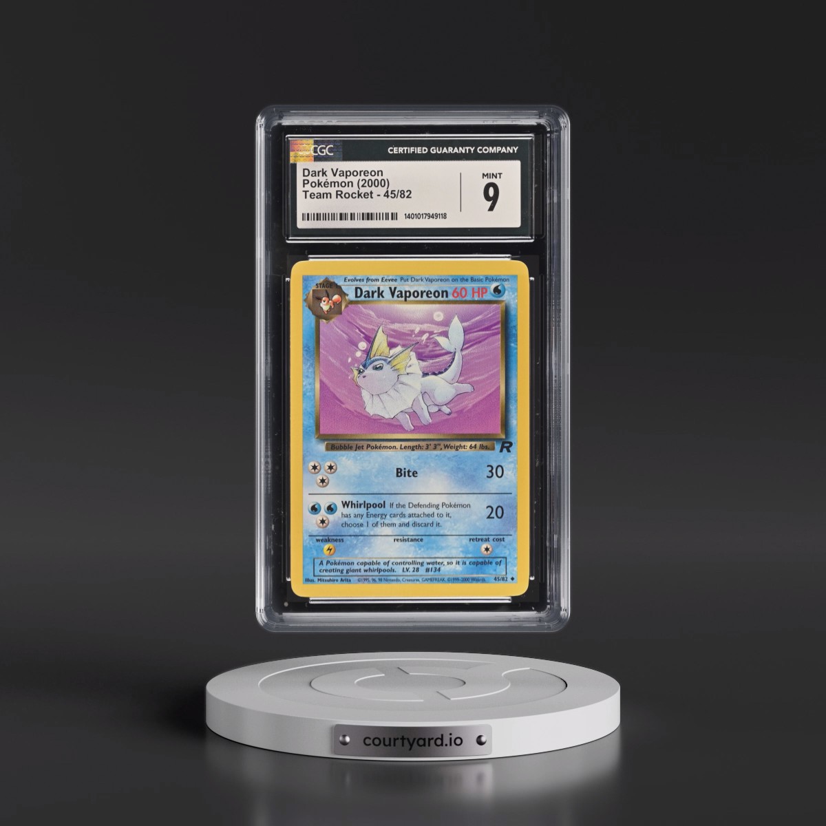 1999 Team Rocket #45/82 Dark Vaporeon (CGC 9 MINT)