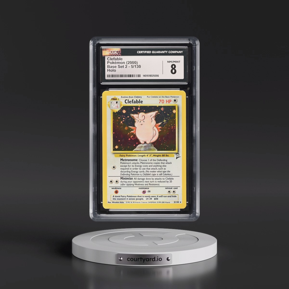 2000 Base Set 2 #5/130 Clefable - Holo (CGC 8 NM-MT)