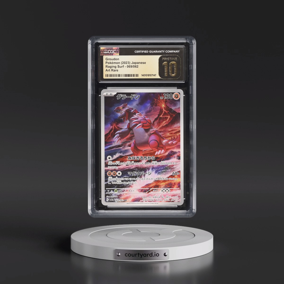 2023 Raging Surf #069/062 Groudon - Art Rare Holo (CGC 10 PRISTINE)