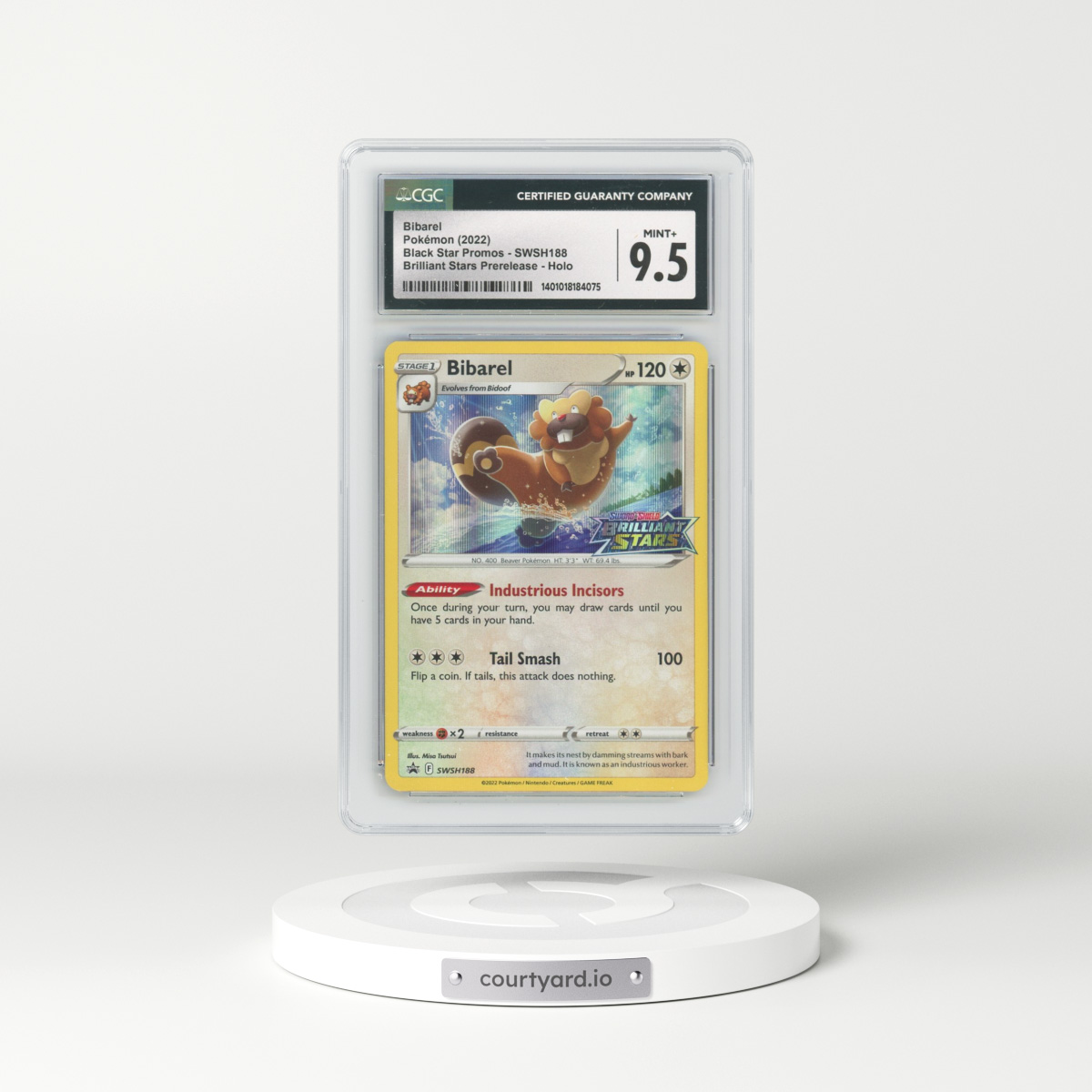 2017 Black Star Promos - Sword & Shield #SWSH188 Bibarel - Brilliant Stars Prerelease Holo (CGC 9.5 MINT+)