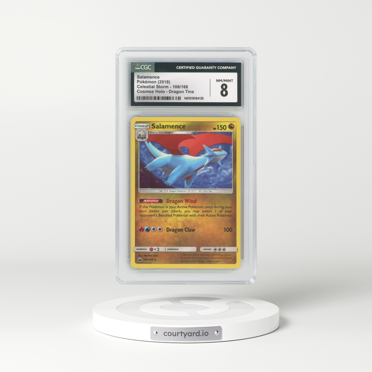 2018 Pokémon Sun & Moon Celestial Storm #106 Salamence - Holo Cosmos (CGC 8 NM-MT)