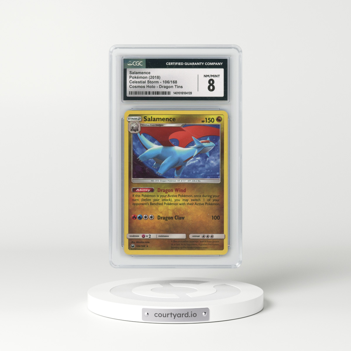 2018 Pokémon Sun & Moon Celestial Storm #106 Salamence - Holo Cosmos (CGC 8 NM-MT)
