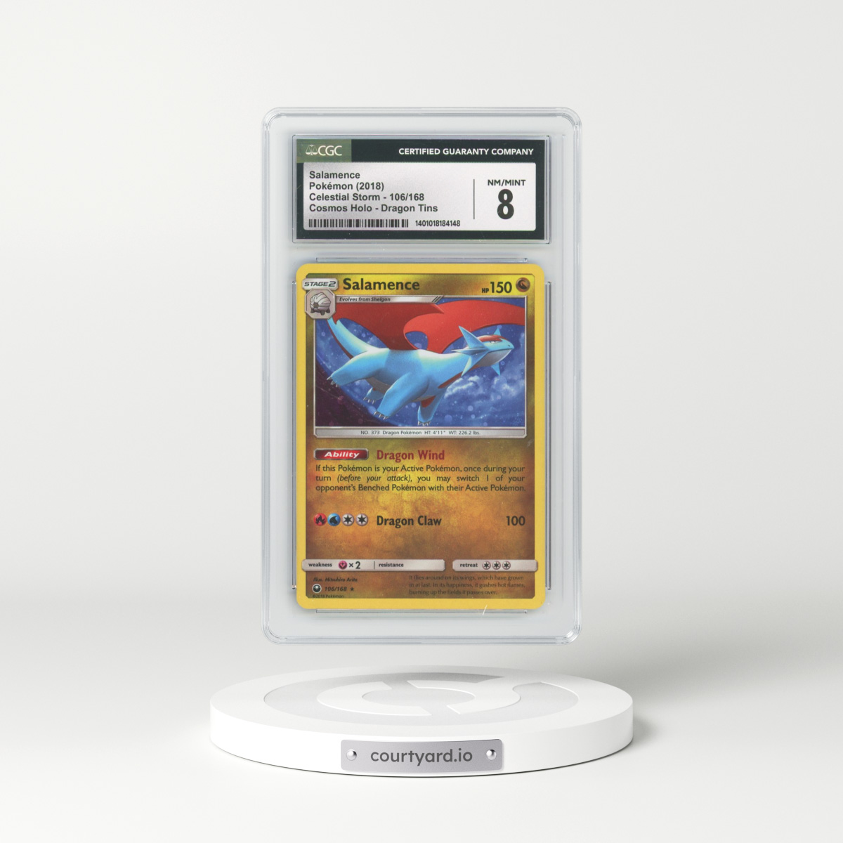 2018 Pokémon Sun & Moon Celestial Storm #106 Salamence - Holo Cosmos (CGC 8 NM-MT)
