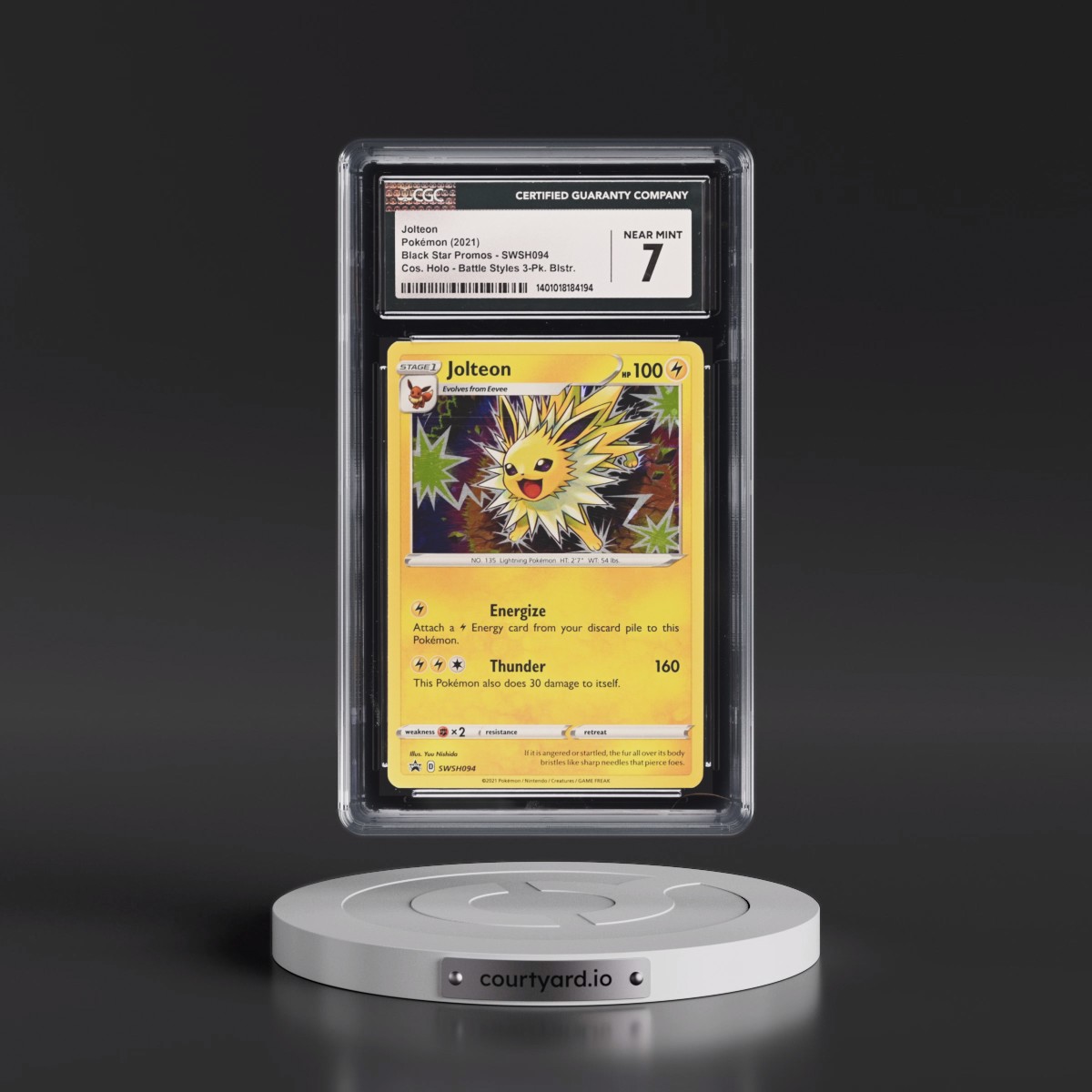 2017 Black Star Promos - Sword & Shield Jolteon - Battle Styles 3-Pack Blister (Cosmos Holo) #SWSH094 CGC 7