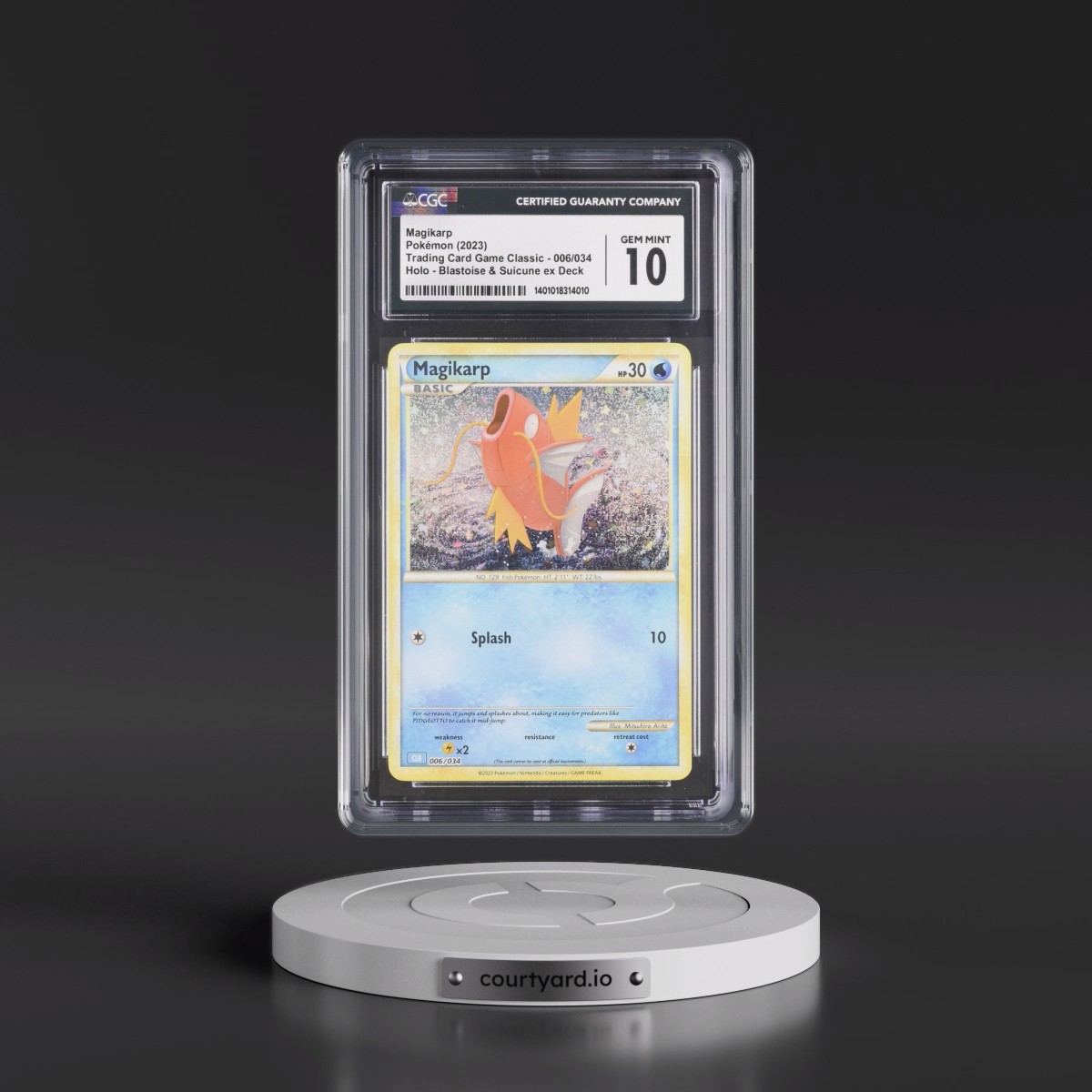2023 Trading Card Game Classic - CLV, CLC, CLB #006/034 Magikarp - Blastoise & Suicune ex Deck - CLB Holo (CGC 10 GEM MINT)