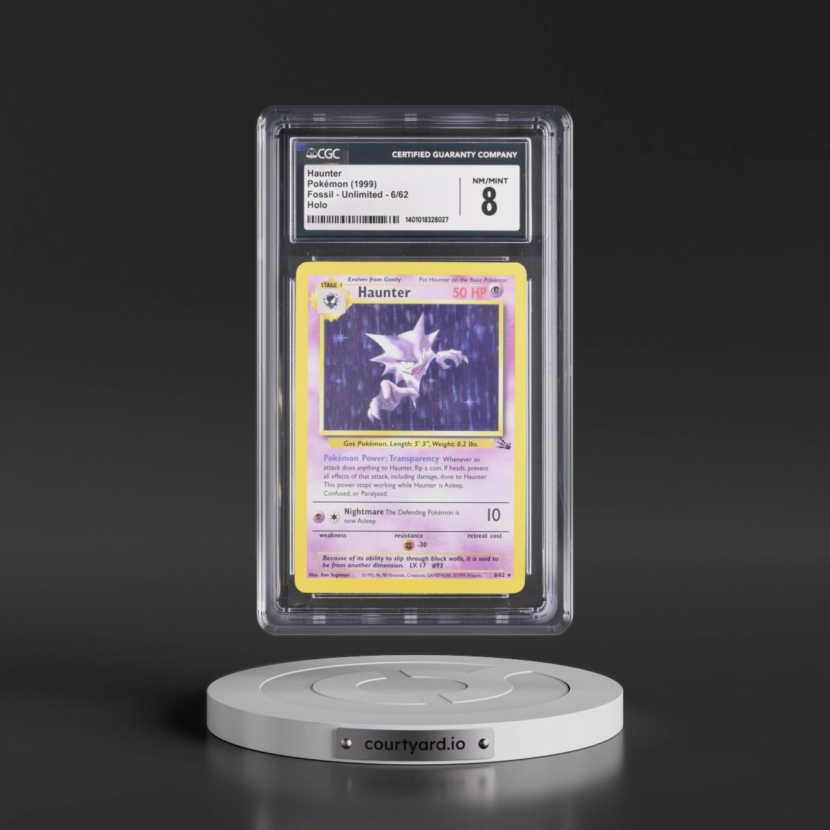 1999 Fossil #6/62 Haunter - Galaxy Star Holo (CGC 8 NM-MT)